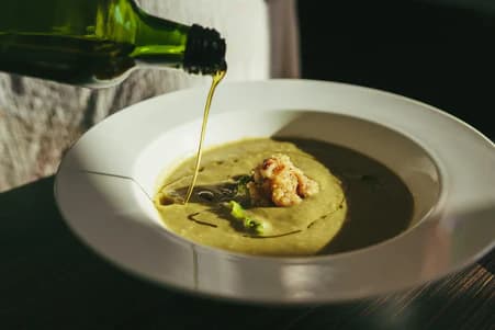 Oil into soup